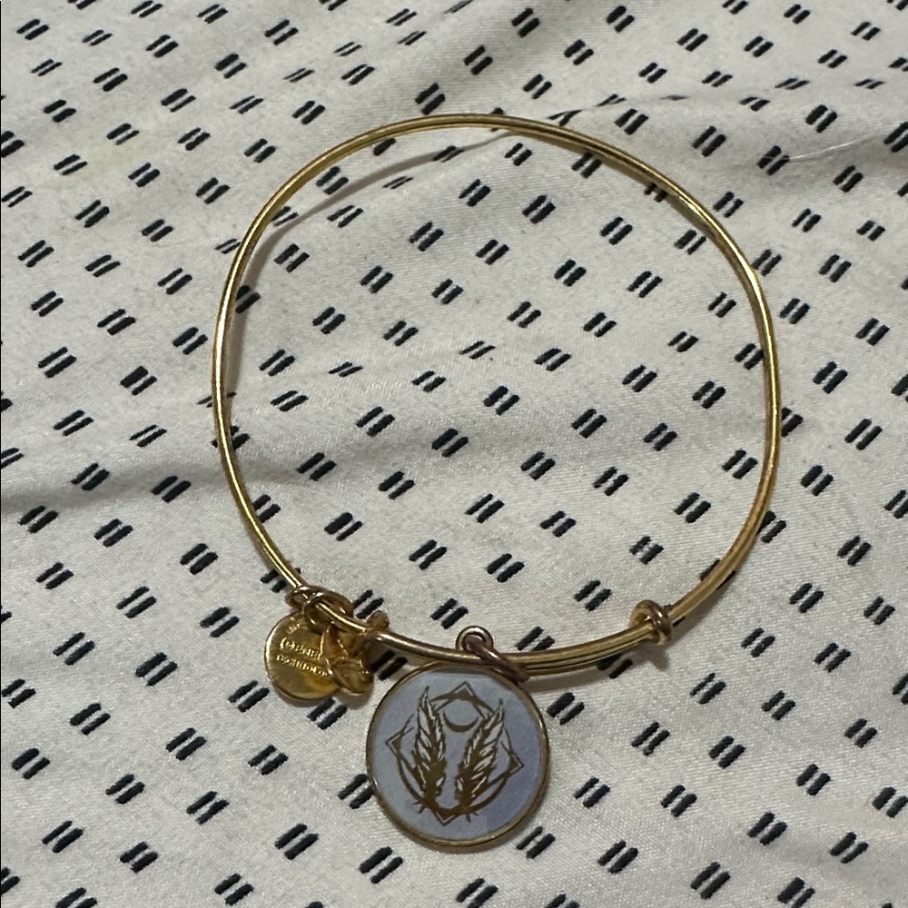 Gold Bangle Bracelet with Charm